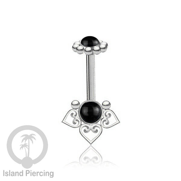 Tindik Anting Helix Stainless motif hati kecil warna silver dengan batu, Steel Helix piercing