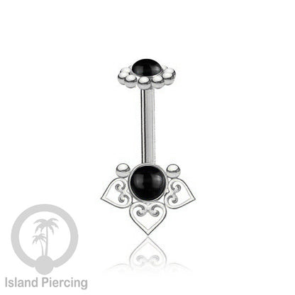 Tindik Anting Helix Stainless motif hati kecil warna silver dengan batu, Steel Helix piercing
