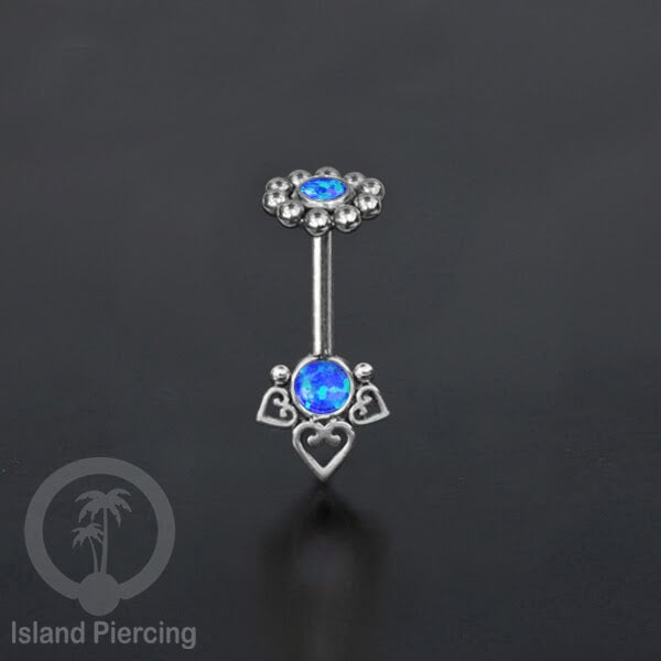 Tindik Anting Helix Stainless motif hati kecil warna silver dengan batu, Steel Helix piercing