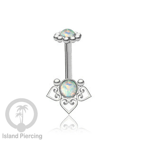 Tindik Anting Helix Stainless motif hati kecil warna silver dengan batu, Steel Helix piercing