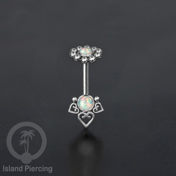 Tindik Anting Helix Stainless motif hati kecil warna silver dengan batu, Steel Helix piercing