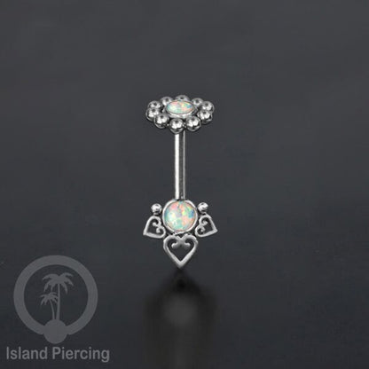 Tindik Anting Helix Stainless motif hati kecil warna silver dengan batu, Steel Helix piercing