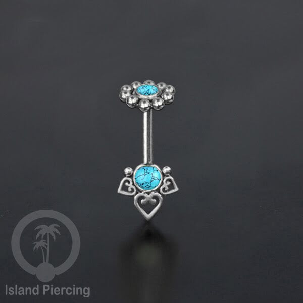 Tindik Anting Helix Stainless motif hati kecil warna silver dengan batu, Steel Helix piercing