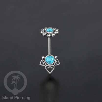 Tindik Anting Helix Stainless motif hati kecil warna silver dengan batu, Steel Helix piercing