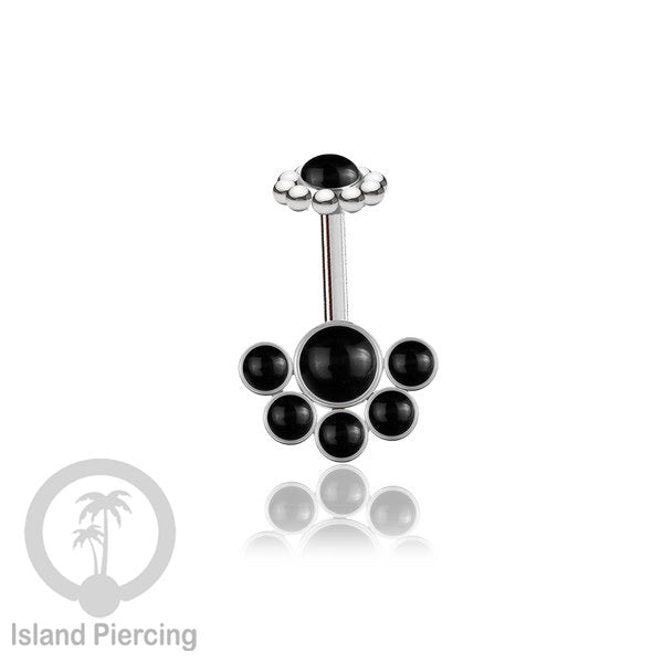 Tindik Anting Helix Stainless warna silver dengan 6 batu, Opal biru, Opal putih, Onyx atau Turquoise
