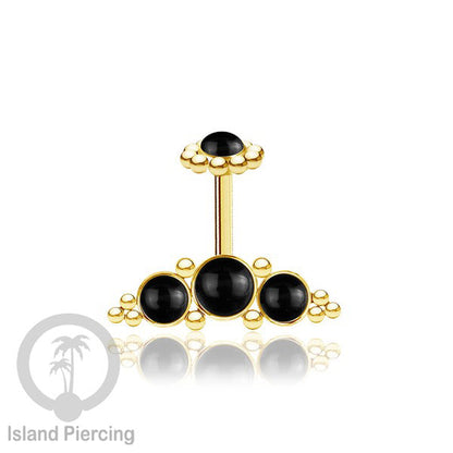 Tindik Anting Helix Stainless warna gold dengan batu, Opal biru, Opal putih, Onyx atau Turquoise