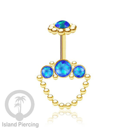 Tindik Anting Helix Stainless warna gold dengan rantai dan 3 batu Helix Piercing jewelry