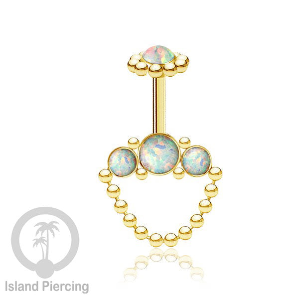 Tindik Anting Helix Stainless warna gold dengan rantai dan 3 batu Helix Piercing jewelry