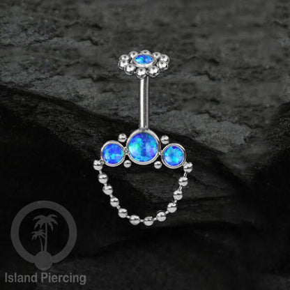 Tindik Anting Helix Stainless warna silver dengan rantai dan 3 batu Helix Piercing jewelry