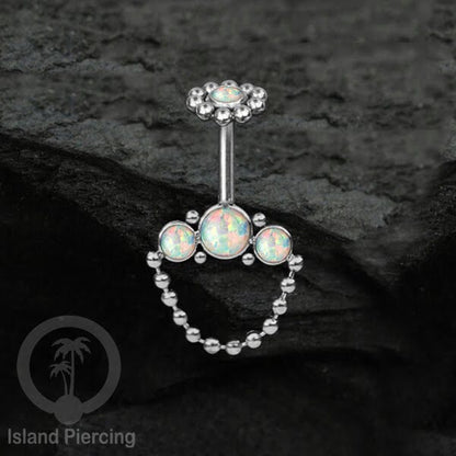 Tindik Anting Helix Stainless warna silver dengan rantai dan 3 batu Helix Piercing jewelry