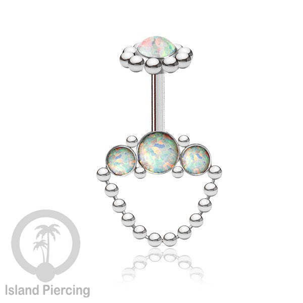 Tindik Anting Helix Stainless warna silver dengan rantai dan 3 batu Helix Piercing jewelry