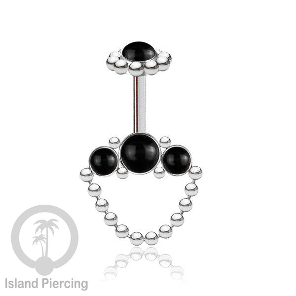 Tindik Anting Helix Stainless warna silver dengan rantai dan 3 batu Helix Piercing jewelry