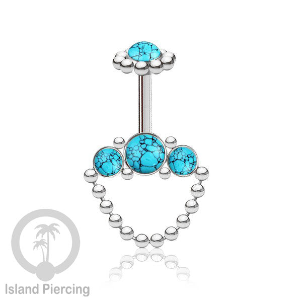 Tindik Anting Helix Stainless warna silver dengan rantai dan 3 batu Helix Piercing jewelry