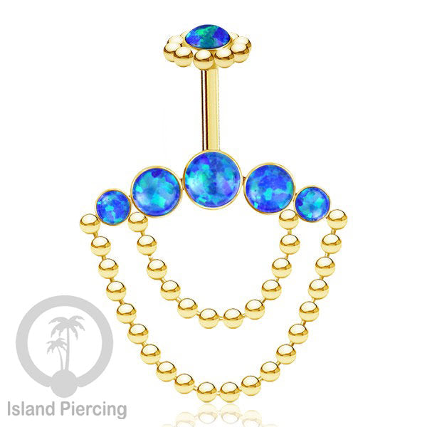 Anting Tindik Stainless warna gold, Piercing Helix dengan rantai dan batu