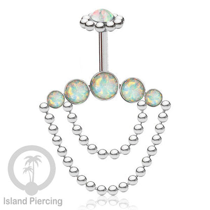 Anting Tindik Stainless warna silver, Piercing Helix dengan rantai dan batu