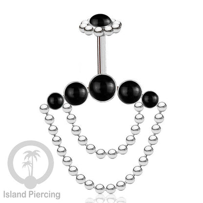 Anting Tindik Stainless warna silver, Piercing Helix dengan rantai dan batu