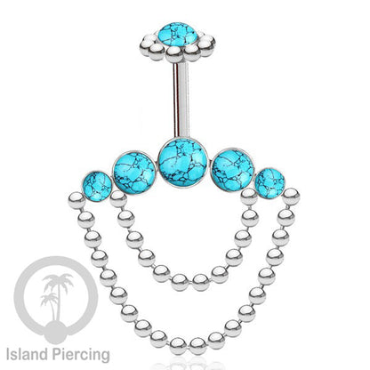 Anting Tindik Stainless warna silver, Piercing Helix dengan rantai dan batu