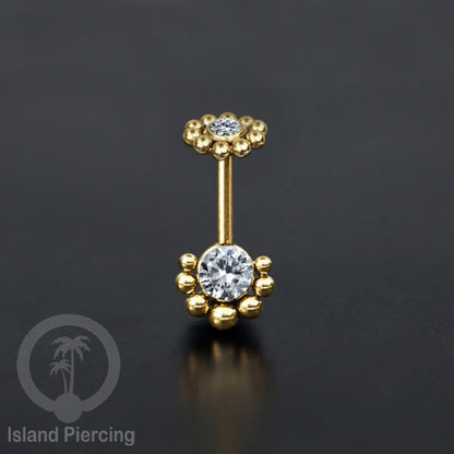 Tindik helix Stainless warna gold, desain terbaru, Body Piercing helix dengan kristal