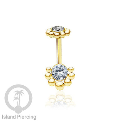 Tindik helix Stainless warna gold, desain terbaru, Body Piercing helix dengan kristal