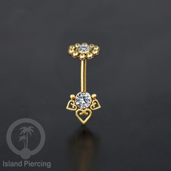 Tindik helix Stainless warna gold, desain terbaru, Body Piercing helix dengan kristal
