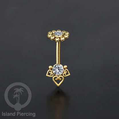 Tindik helix Stainless warna gold, desain terbaru, Body Piercing helix dengan kristal