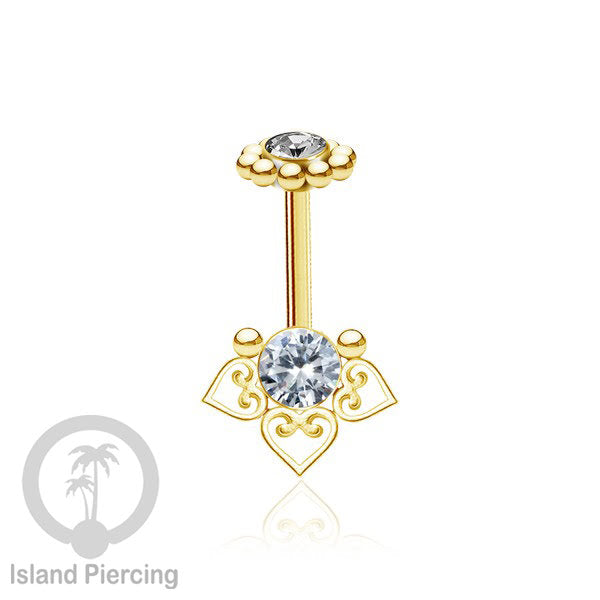 Tindik helix Stainless warna gold, desain terbaru, Body Piercing helix dengan kristal