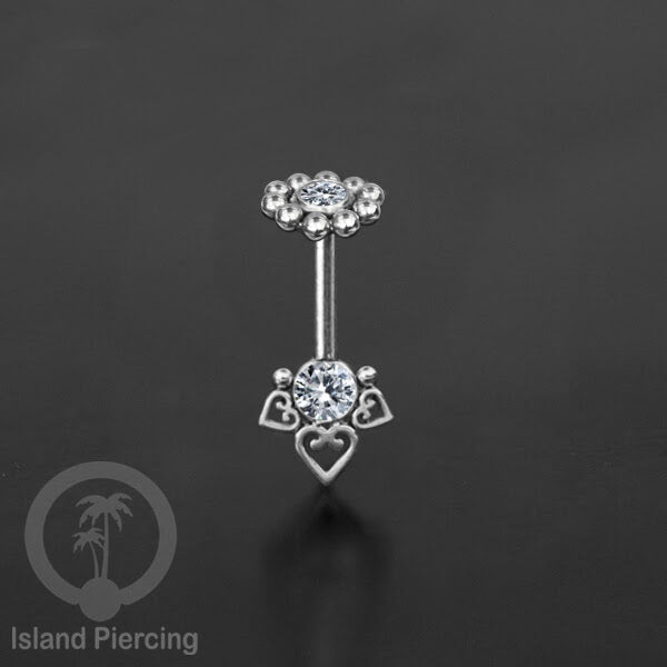 Tindik Helix Stainless warna silver, desain terbaru, Body Piercing Helix dengan kristal