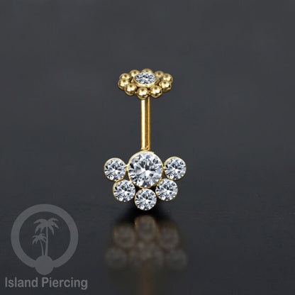 Tindik helix Stainless warna gold, desain terbaru, Body Piercing helix dengan kristal