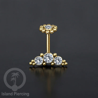 Tindik helix Stainless warna gold, desain terbaru, Body Piercing helix dengan kristal