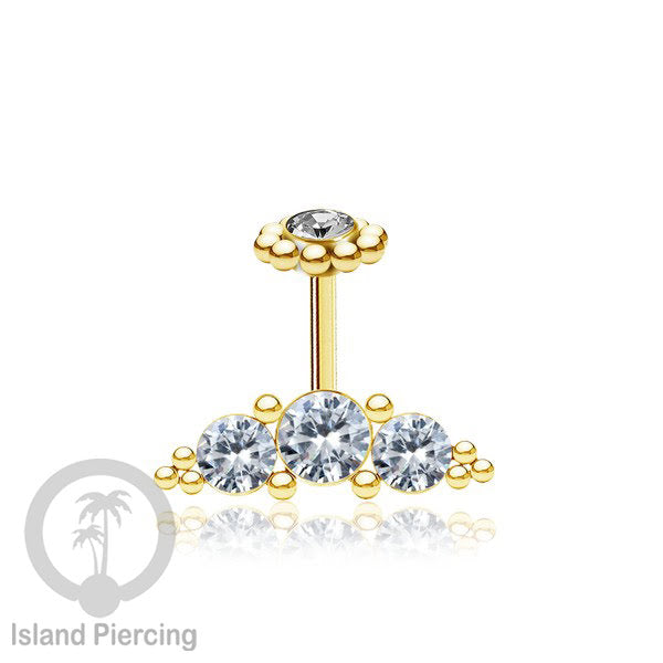Tindik helix Stainless warna gold, desain terbaru, Body Piercing helix dengan kristal