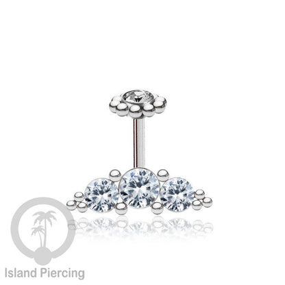 Tindik Helix Stainless warna silver, desain terbaru, Body Piercing Helix dengan kristal