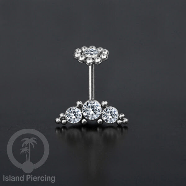 Tindik Helix Stainless warna silver, desain terbaru, Body Piercing Helix dengan kristal