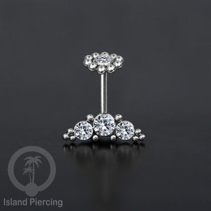 Tindik Helix Stainless warna silver, desain terbaru, Body Piercing Helix dengan kristal