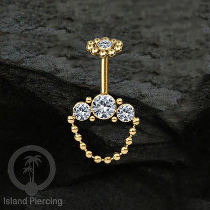 Tindik helix Stainless warna gold, desain terbaru, Body Piercing helix dengan kristal