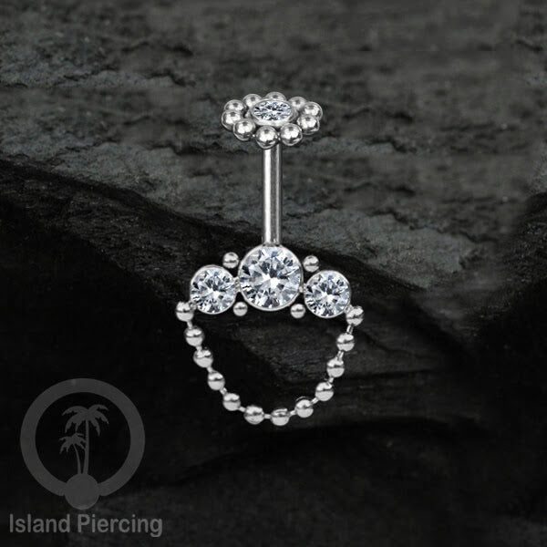 Tindik Helix Stainless warna silver, desain terbaru, Body Piercing Helix dengan kristal