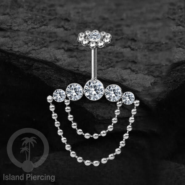 Tindik Helix Stainless warna silver, desain terbaru, Body Piercing Helix dengan kristal