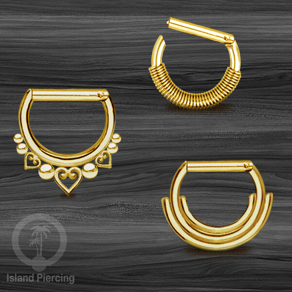 Hinged Septum Piercing Ring stainless steel tragus piercing mix design warna gold