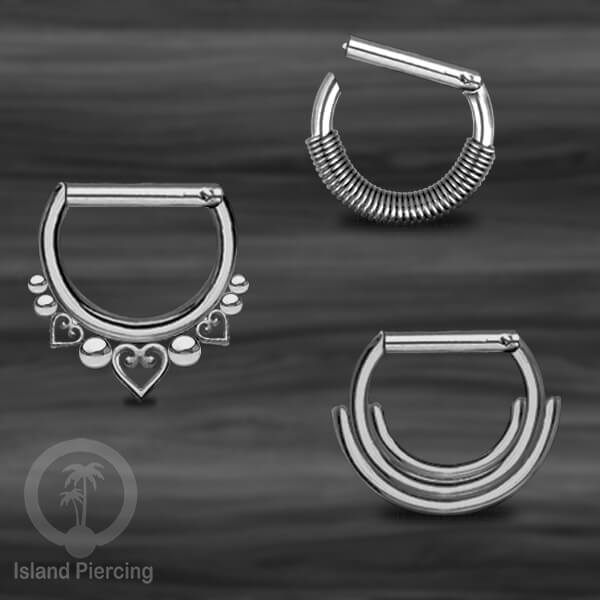 Hinged Septum Piercing Ring stainless steel tragus piercing mix design warna silver