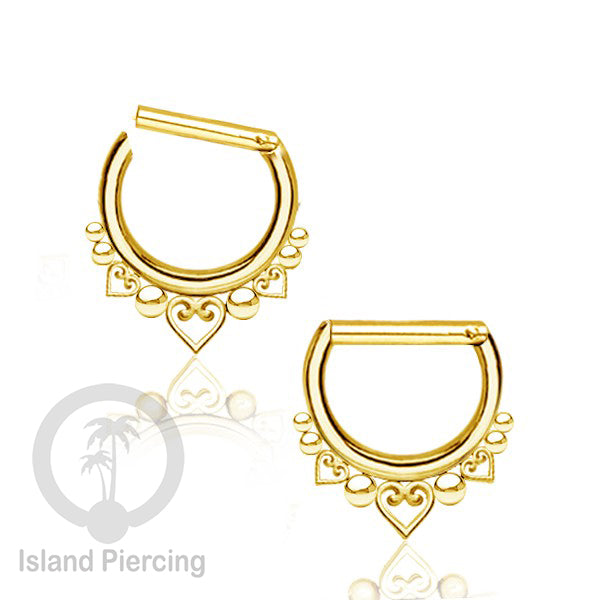 Hinged Septum Piercing Ring stainless steel tragus piercing mix design warna gold