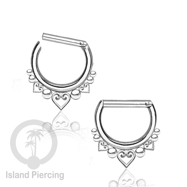 Hinged Septum Piercing Ring stainless steel tragus piercing mix design warna silver