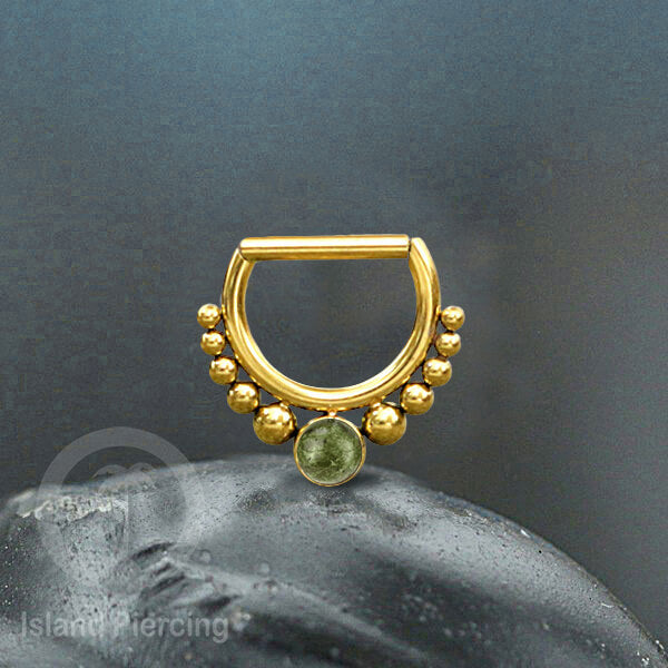 Hinged Septum Piercing clicker stainless steel tragus warna gold mix stones