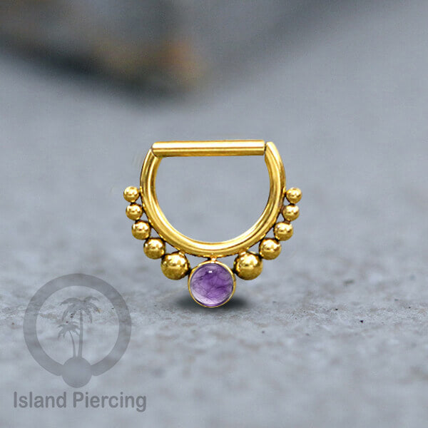 Hinged Septum Piercing clicker stainless steel tragus warna gold mix stones