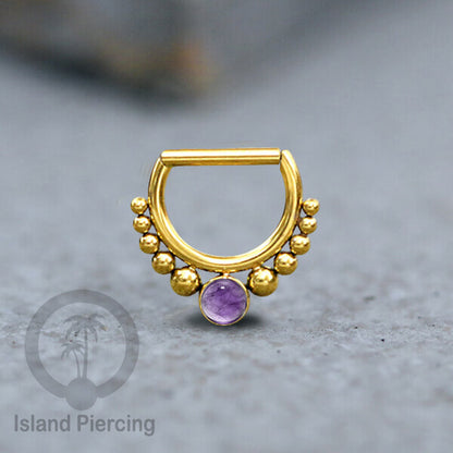 Hinged Septum Piercing clicker stainless steel tragus warna gold mix stones