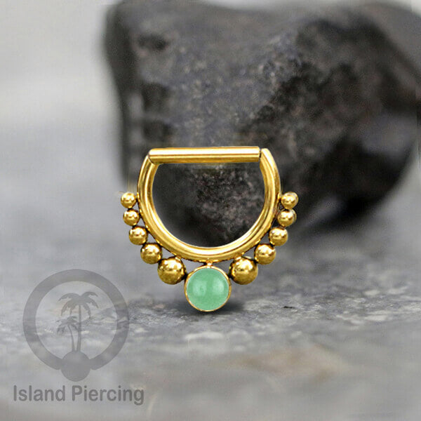 Hinged Septum Piercing clicker stainless steel tragus warna gold mix stones