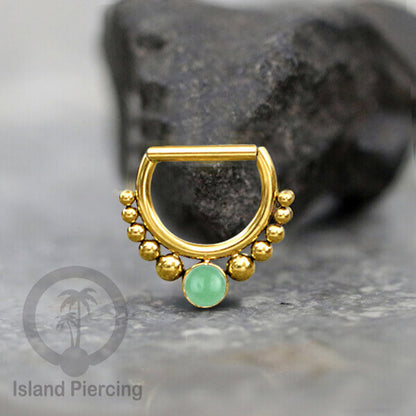 Hinged Septum Piercing clicker stainless steel tragus warna gold mix stones