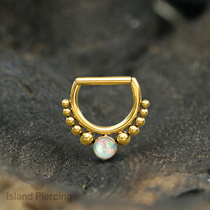 Hinged Septum Piercing clicker stainless steel tragus warna gold mix stones