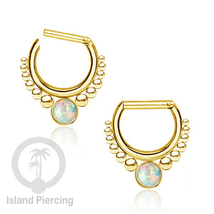 Hinged Septum Piercing clicker stainless steel tragus warna gold mix stones