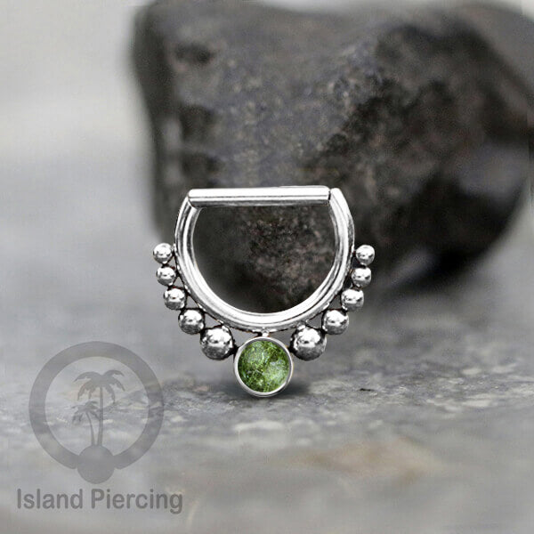 Hinged Septum Piercing clicker Stainless steel Tragus Batu semi murni
