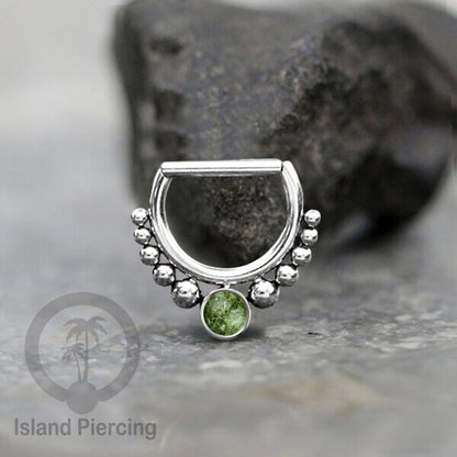 Hinged Septum Piercing clicker Stainless steel Tragus Batu semi murni