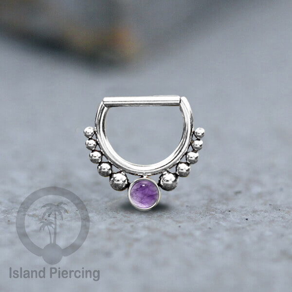 Hinged Septum Piercing clicker Stainless steel Tragus Batu semi murni
